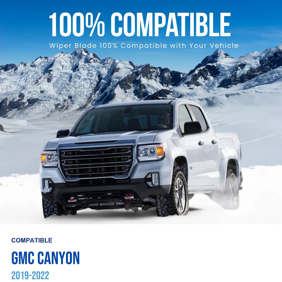 MAXTEL Front Wiper Blade Set, Compatible with GMC Canyon 2019-2022, Driver Side 22" (550mm), Passenger Side 18" (450mm)