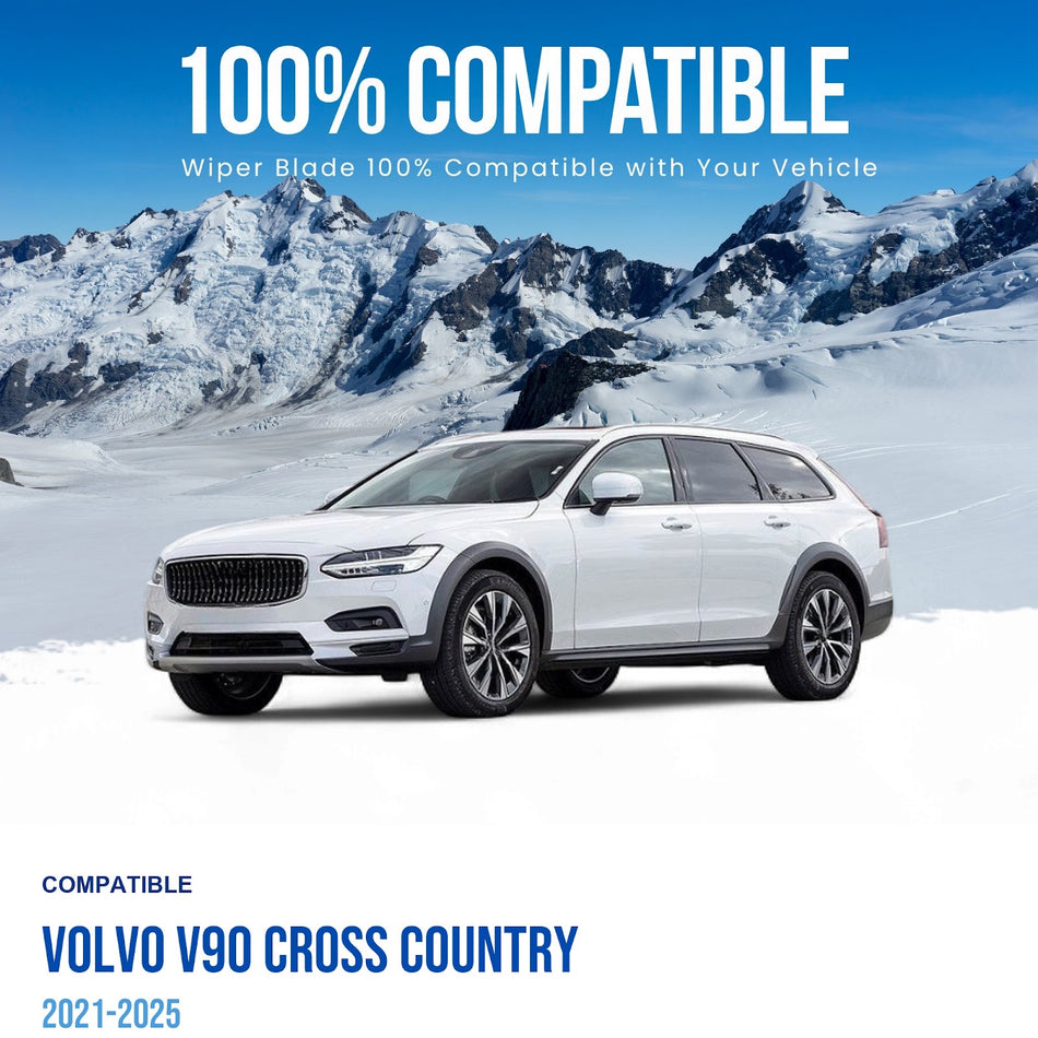 Silbak Front & Rear Wiper Blade Set, Compatible with Volvo V90 Cross Country 2021-2025, Driver Side 25" (635mm), Passenger Side 20" (500mm), Rear 14" (350mm) (OEM: 32282838)