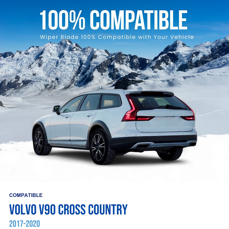 Silbak Rear Wiper Blade Set, Compatible with Volvo V90 Cross Country 2017-2020, 14"/14" (350mm/350mm) (OEM: 31349857)