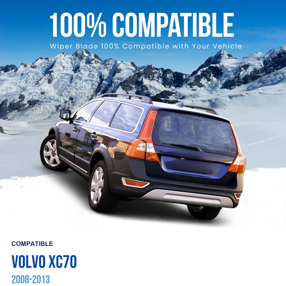 Silbak Rear Wiper Blade Set, Compatible with Volvo XC70 2008-2013, 14"/14" (350mm/350mm) (OEM: 30663894)