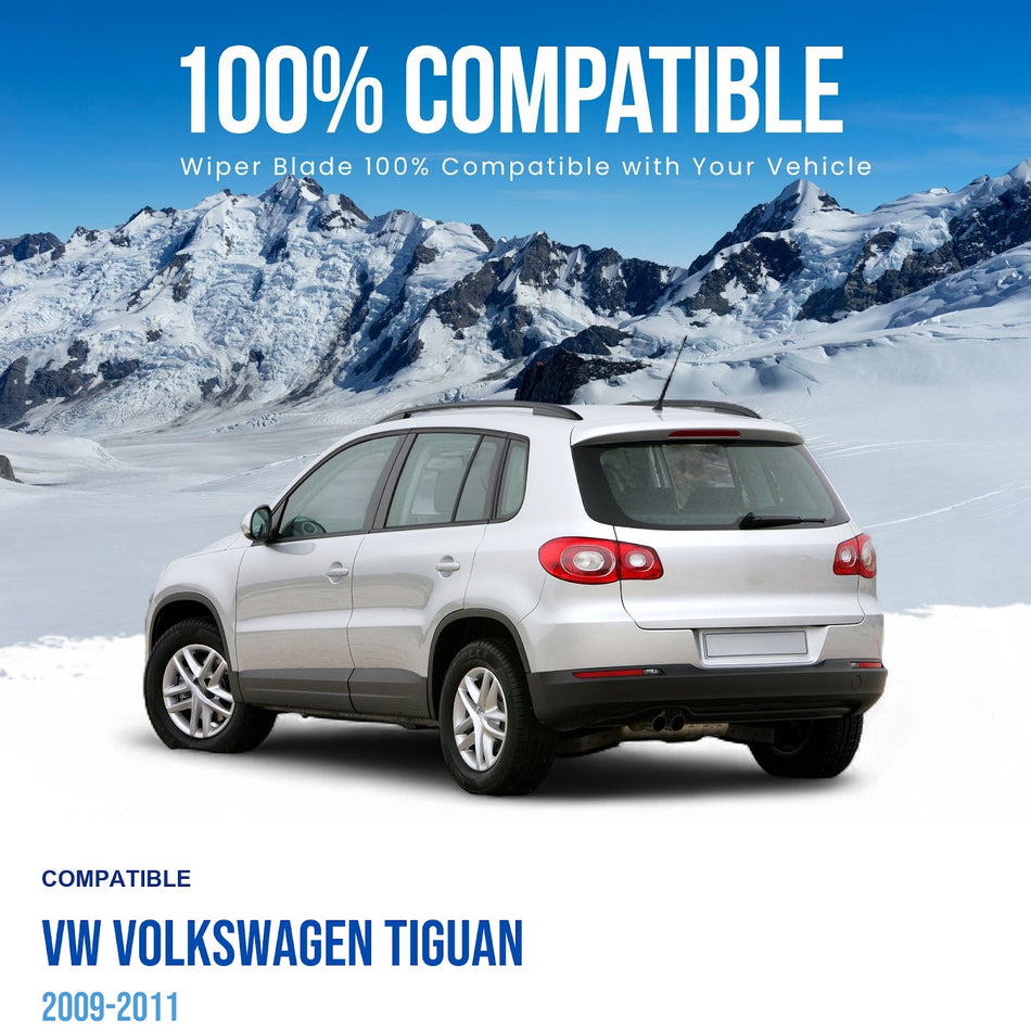 Silbak Rear Wiper Blade Set, Compatible with VW Volkswagen Tiguan 2009-2011, 14"/14" (350mm/350mm) (OEM: 6Q6955425A)