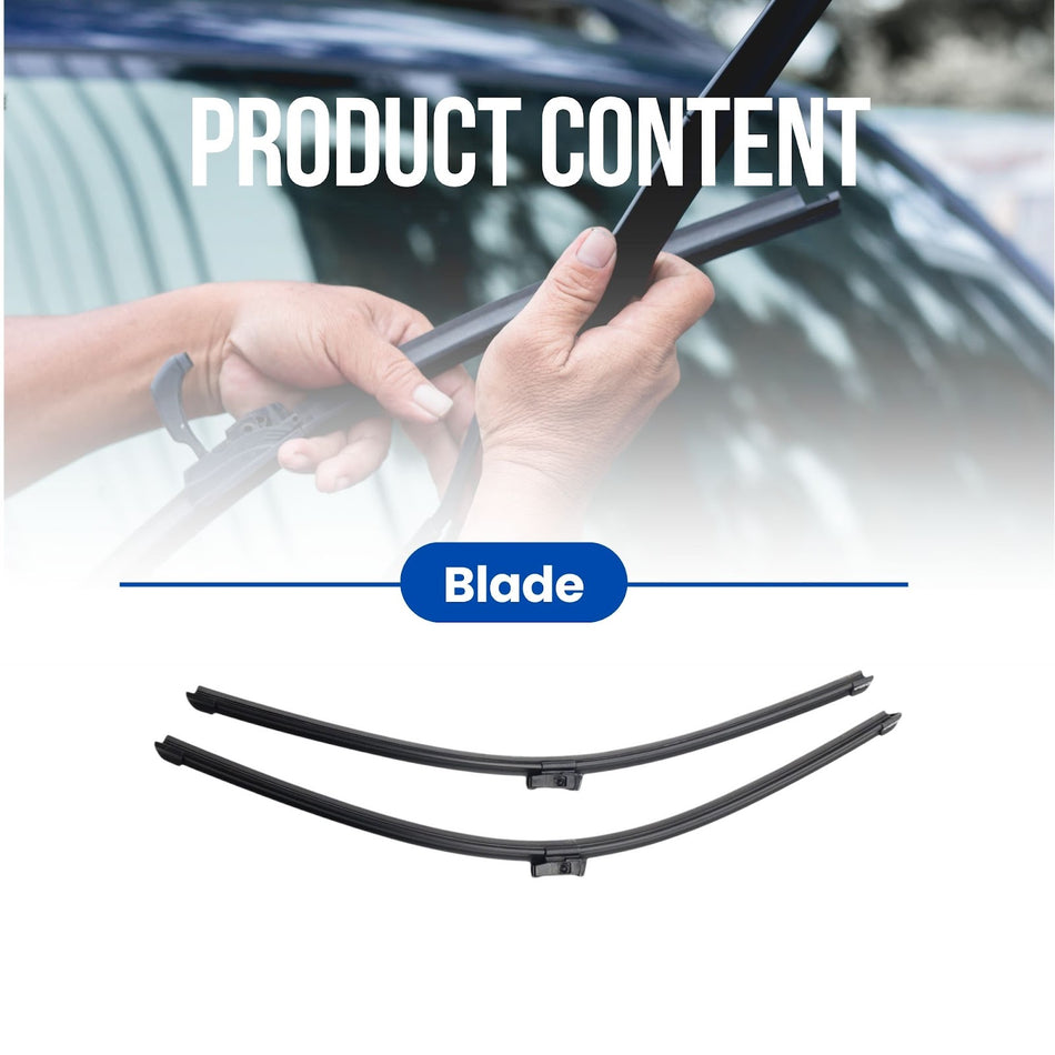 Silbak MUSON PRO Flat Wiper Blade Set compatible with Jeep Grand Wagoneer 2022-2025, Driver Side 26 in (650 mm) Passenger Side 24 in (600 mm) Front Windshield