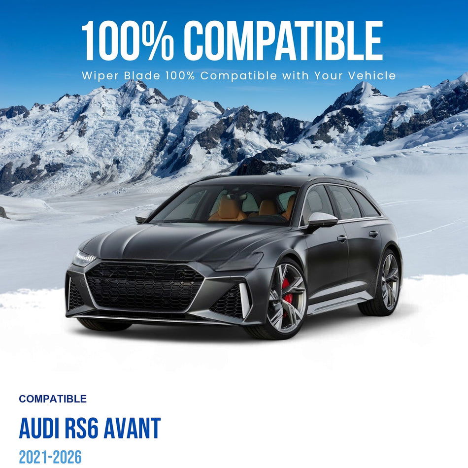 Silbak Front & Rear Wiper Blade Set, Compatible with Audi RS6 Avant 2021-2026, Driver Side 25" (635mm), Passenger Side 20" (500mm), Rear 16" (400mm) (OEM: 4K1998002D)