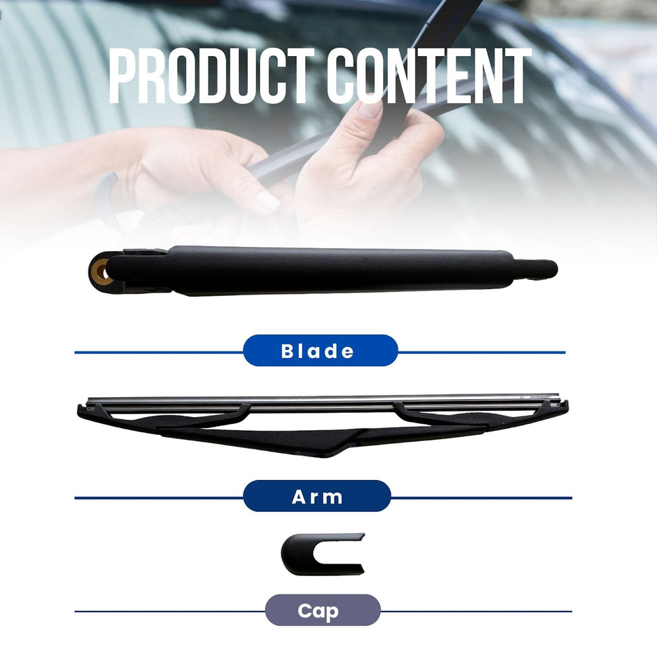 MAXTEL Rear Wiper Blade & Arm compatible with Ford C-MAX 2013-2018, Size 12.01 in (305 mm), Black, 1-Year Manufacturer Warranty