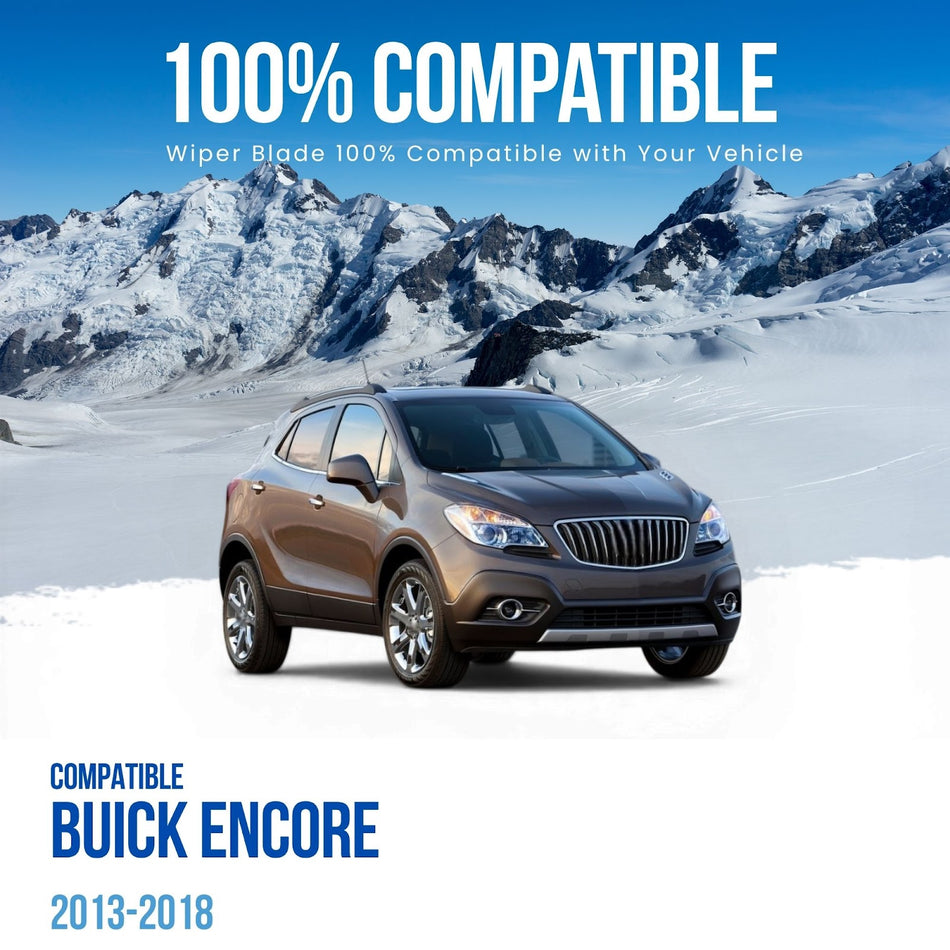 Silbak MUSON PRO Flat Wiper Blade 2-Piece Set, Compatible with Buick Encore 2013-2018, Front Driver Side 26 in/650 mm Passenger Side 14 in/350 mm, Easy Clip-On