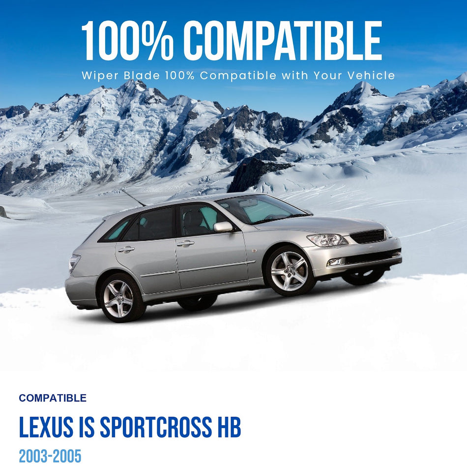 Silbak Front & Rear Wiper Blade Set, Compatible with Lexus IS SportCross HB 2003-2005, Driver Side 22" (550mm), Passenger Side 19" (480mm), Rear 14" (350mm)