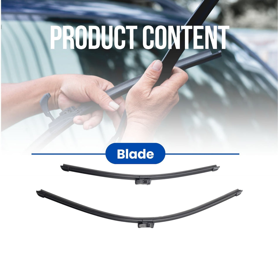 Silbak Front Windshield Wiper Set, Compatible with BMW X5 E70 LCI 2012-2013, Driver Side 24 in (600 mm) Passenger Side 20 in (500 mm), Premium Flat Wiper Blades, 61610038893