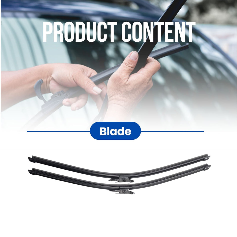 Silbak MUSON PRO Front Flat Wiper Blade 2-Piece Set compatible with Mercedes-Benz SLK 2005-2011, Driver Side 22 in (550 mm) Passenger Side 22 in (550 mm) A1718202500