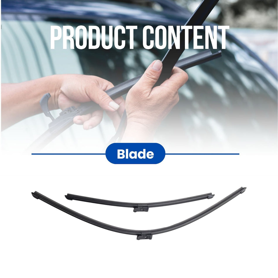 Silbak Wiper Blade compatible with Audi SQ7 2020-2024, Front Set of Two, Driver Side 28 in (700 mm), Passenger Side 20 in (500 mm) 4M1998002