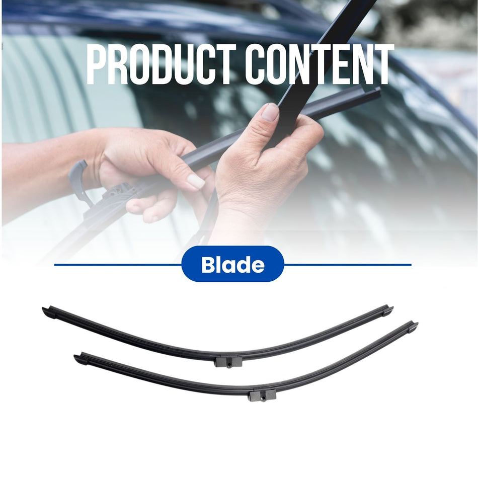Silbak Wiper Blade compatible with Audi TT Coupe 2003-2006 Front Set of Two, Driver Side 21" (530 mm), Passenger Side 21" (530 mm), Muson Pro Premium Flat Wiper Blades 8N1955425E