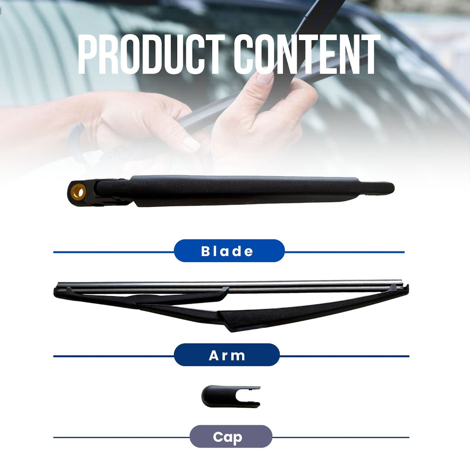 MAXTEL Rear Wiper Blade & Arm, Compatible with Mercedes-Benz ML-Class W166 2012-2015, SIZE 305MM, Black, Quick-Clip Adaptor, 100% Compatible, 1-Year Manufacturer Warranty