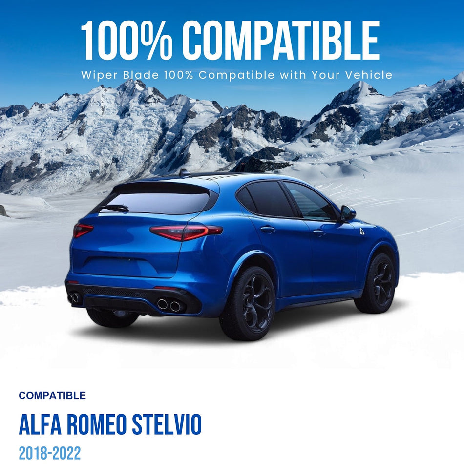 Silbak Rear Wiper Blade, Compatible with Alfa Romeo Stelvio 2018-2022, 13" (330mm) (OEM: 50557611)
