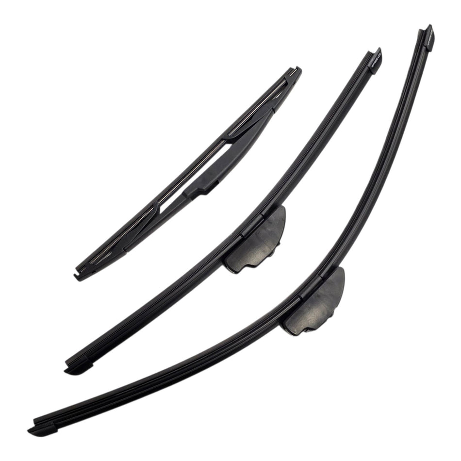 Silbak Front & Rear Wiper Blade Set, Compatible with Mazda 3 HB Hatchback 2014-2018, Driver Side 24" (600mm), Passenger Side 18" (450mm), Rear 12" (300mm) (OEM: BBM567330)