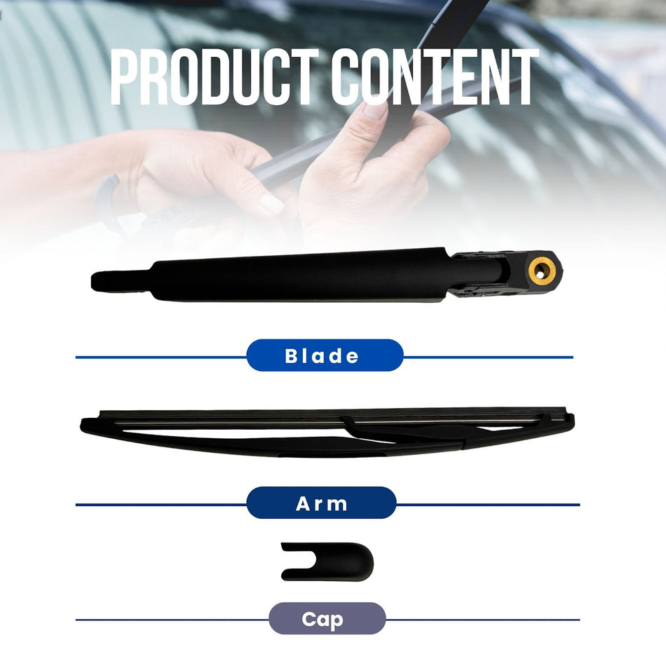 MAXTEL Rear Wiper Blade & Arm, Compatible with Chevrolet Sonic 2011-2017, 10.83 in (275 mm) Black, Quick-Clip Adaptor, 100% Compatible, 1-Year Manufacturer Warranty