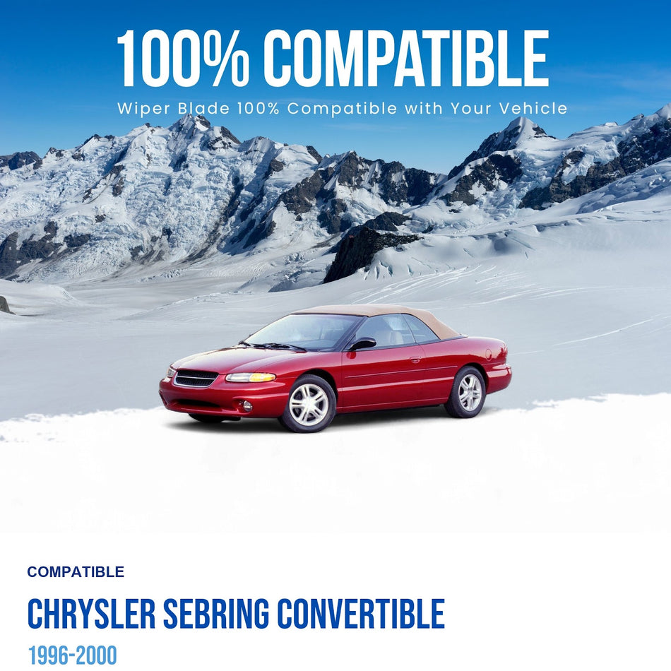 MAXTEL Front Wiper Blade Set, Compatible with Chrysler Sebring Convertible 1996-2000, Driver Side 24" (600mm), Passenger Side 22" (550mm)