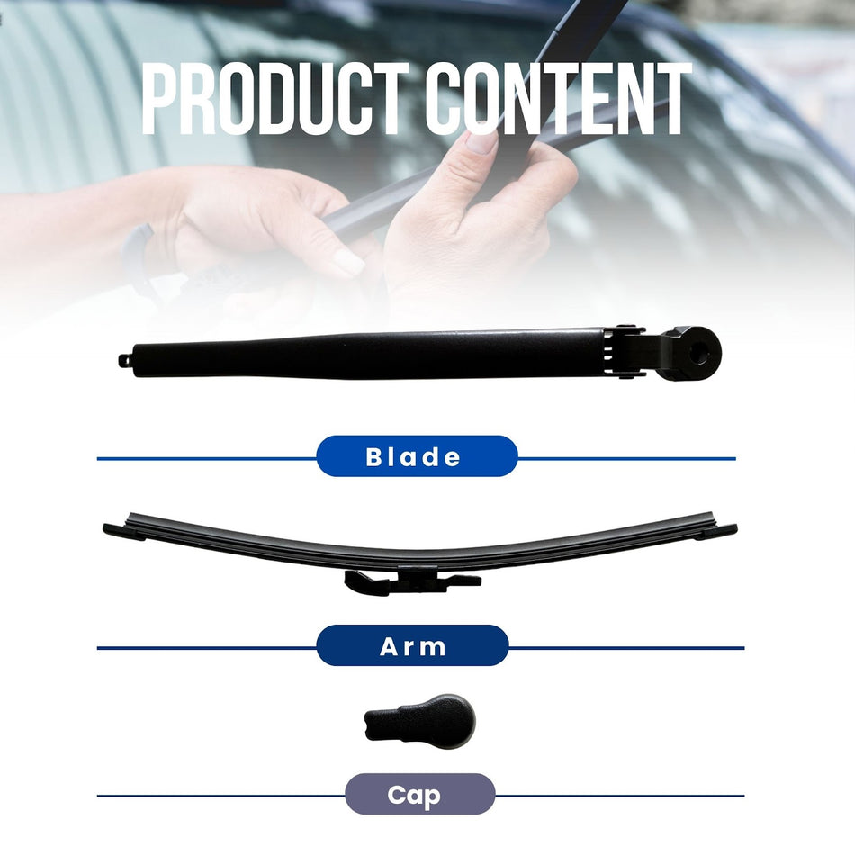 MAXTEL Rear Wiper Blade & Arm Compatible with Mercedes-Benz GLA X156 2014-2020, Size 11.5 in (292 mm), Quick-Clip Adaptor, 100% Compatible, Black, 1-Year Manufacturer Warranty
