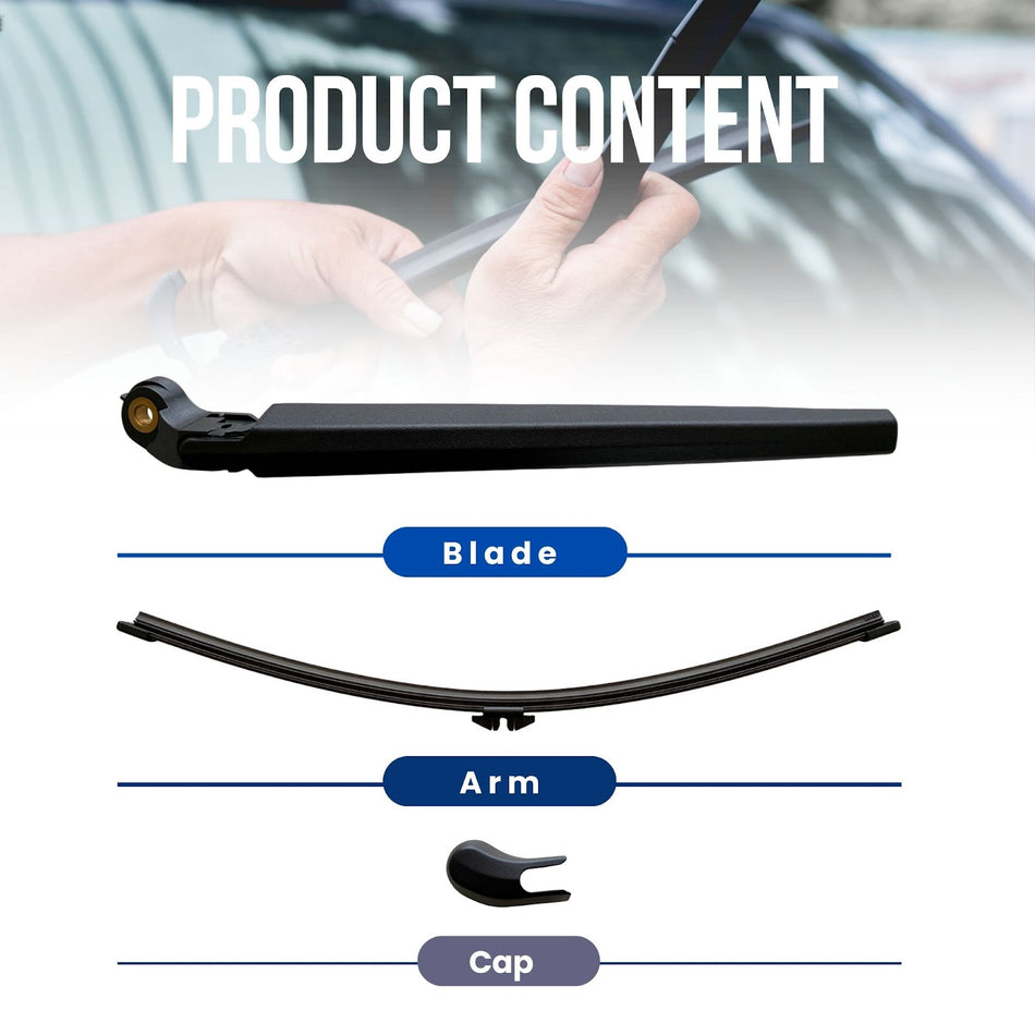 MAXTEL Rear Wiper Blade & Arm compatible with BMW X5 E70 2007-2013 15.35 in (390 mm) Black, Quick-Clip Adaptor, 100% Compatible, 1-Year Manufacturer Warranty