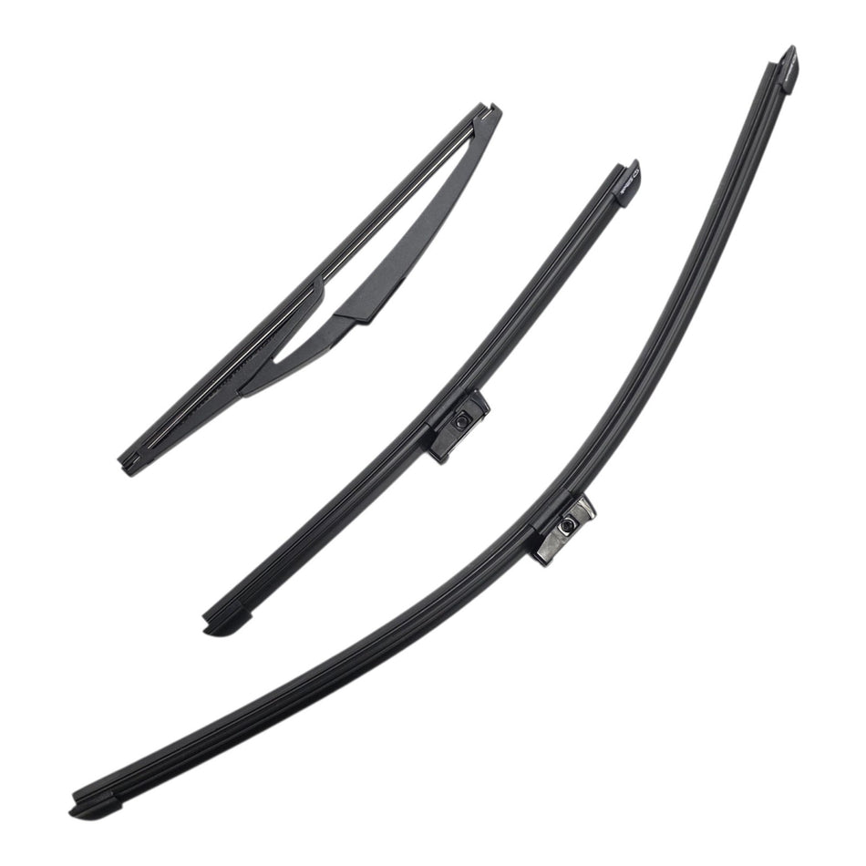 Silbak Front & Rear Wiper Blade Set, Compatible with Fiat 500e 2024-2028, Driver Side 24" (600mm), Passenger Side 14" (350mm), Rear 12" (300mm)