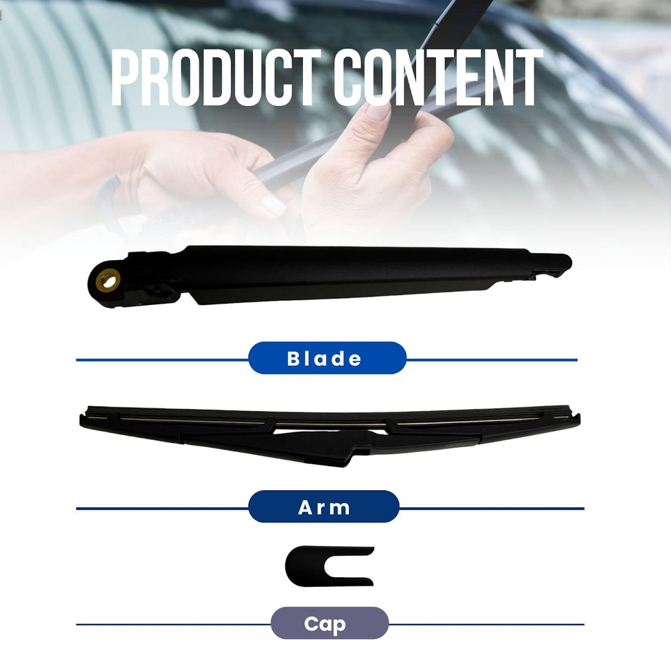 MAXTEL Rear Wiper Arm, Blade & Cap compatible with Kia Sorento 2015-2020, Size 12.6 in (320 mm), Clear Visibility for a Safe Drive, Quick-Clip Adaptor, Black, 1-Year Manufacturer Warranty