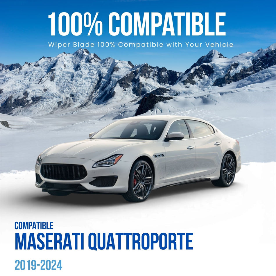 Silbak Windshield Wiper Blade Set compatible with Maserati Quattroporte 2019-2024, Driver Side 26 in (650 mm) Passenger Side 19 in (480 mm), 670007743