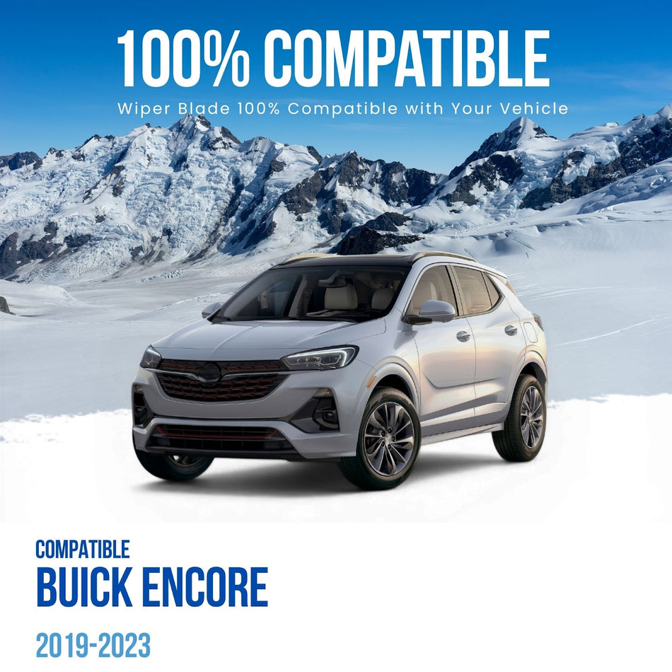 Silbak MUSON PRO Flat Wiper Blade 2-Piece Set, Compatible with Buick Encore 2019-2023, Front Driver Side 26 in/650 mm Passenger Side 14 in/350 mm, Easy Clip-On