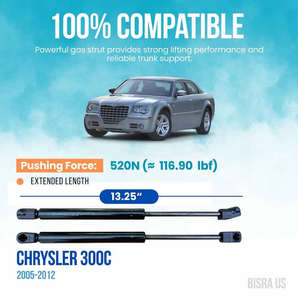 BISRA Hood Gas Strut, Compatible with Chrysler 300C 2005-2012, 520N Lift Support