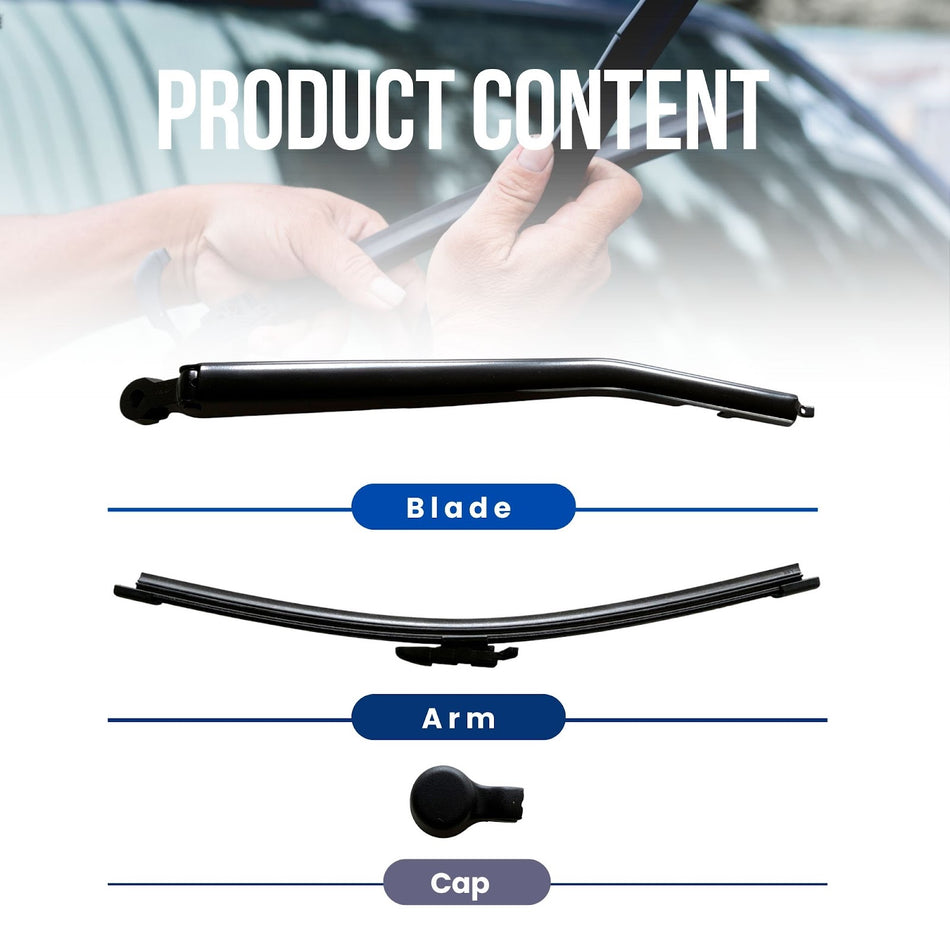 MAXTEL Rear Wiper Blade & Arm, compatible with BMW X1 E84 2009-2015, 292 mm (11.5 in) Black, Pre-mounted "Quick-Clip" Adaptor, 1 Set, 1-Year Manufacturer Warranty