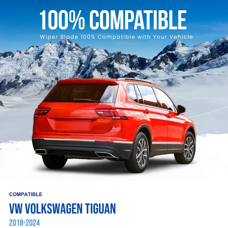 Silbak Rear Wiper Blade Set, Compatible with VW Volkswagen Tiguan 2018-2024, 15"/15" (380mm/380mm) (OEM: 5NN955427)