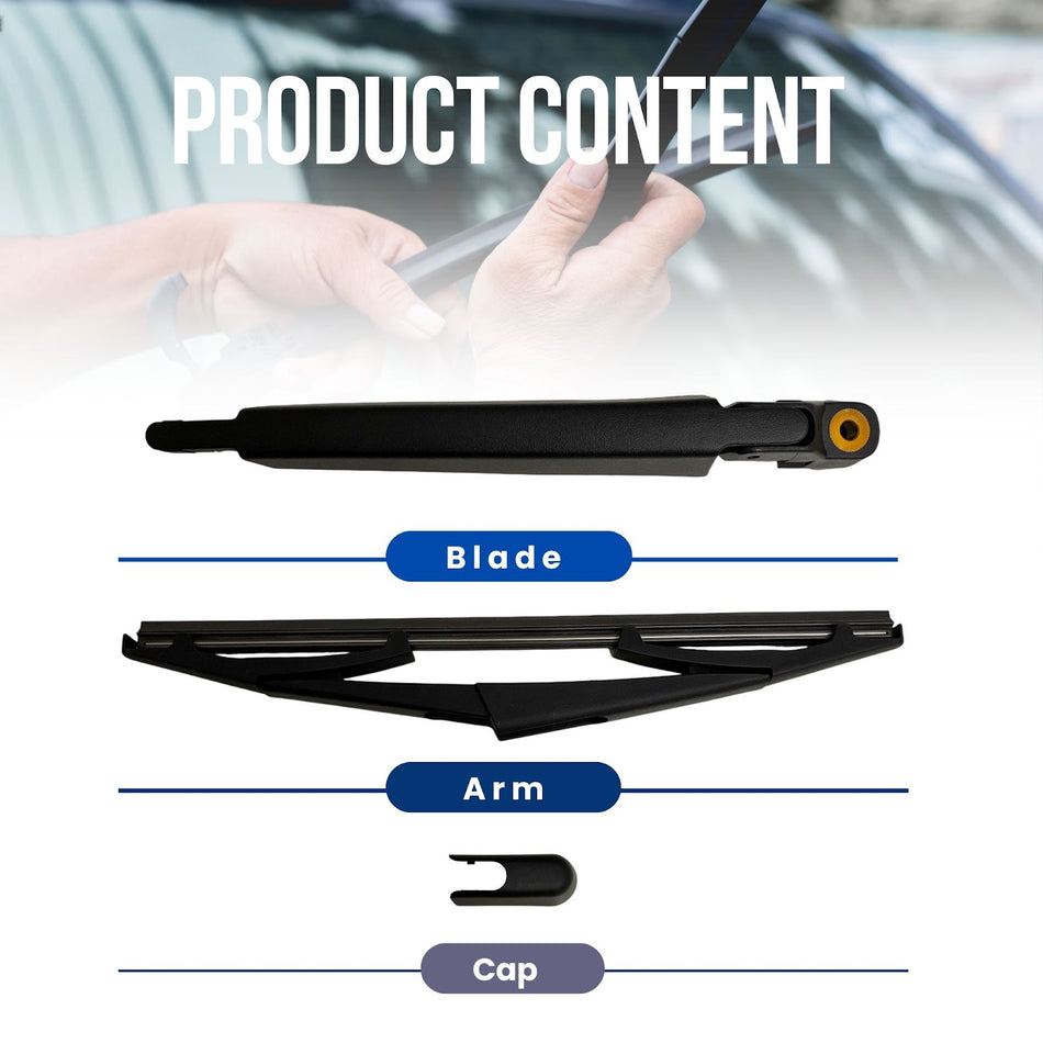MAXTEL Rear Wiper Blade & Arm compatible with Toyota Corolla Cross 2022-2025, Size 9.84 in (250 mm), Black, Quick-Clip adaptor, More quieter, 1-Year Manufacturer Warranty