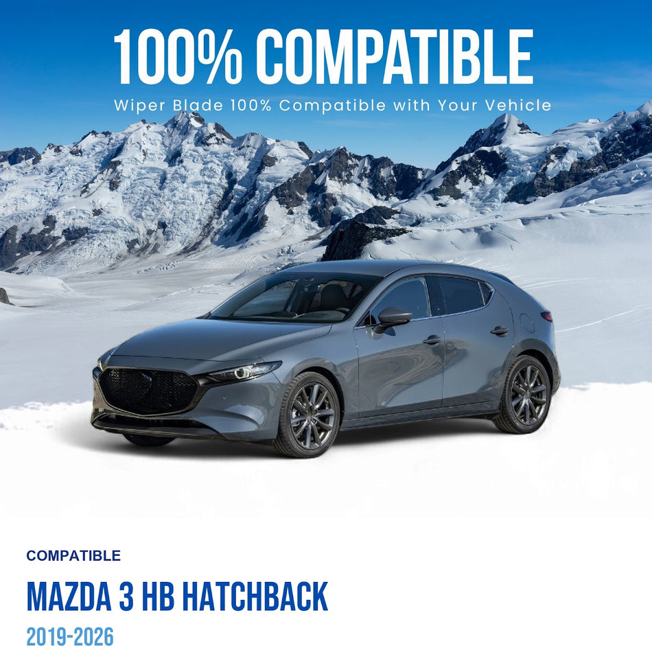 MAXTEL 26"+16" Front Wiper Blade Set Bundle with Silbak 14" Rear Wiper Blade, Compatible with Mazda 3 HB Hatchback 2019-2026, Driver Side 26" (650mm), Passenger Side 16" (400mm), Rear 14" (350mm)