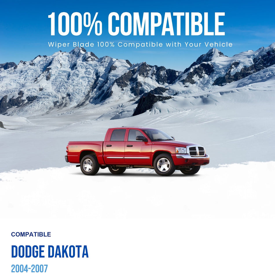 MAXTEL Front Wiper Blade Set, Compatible with Dodge Dakota 2004-2007, Driver Side 21" (530mm), Passenger Side 20" (500mm)