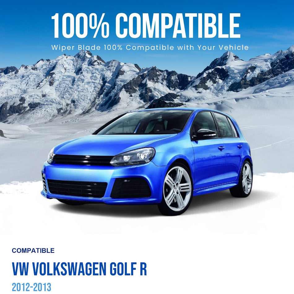Silbak Front & Rear Wiper Blade Set, Compatible with VW Volkswagen Golf R 2012-2013, Driver Side 24" (600mm), Passenger Side 19" (480mm), Rear 11" (280mm) (OEM: 1Q1998002)