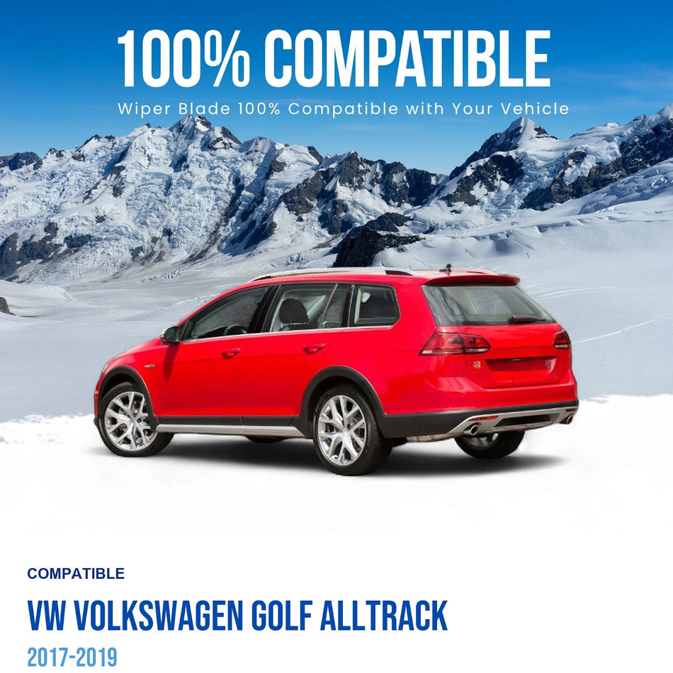 Silbak Rear Wiper Blade Set, Compatible with VW Volkswagen Golf Alltrack 2017-2019, 12"/12" (300mm/300mm) (OEM: 5GM955427B)