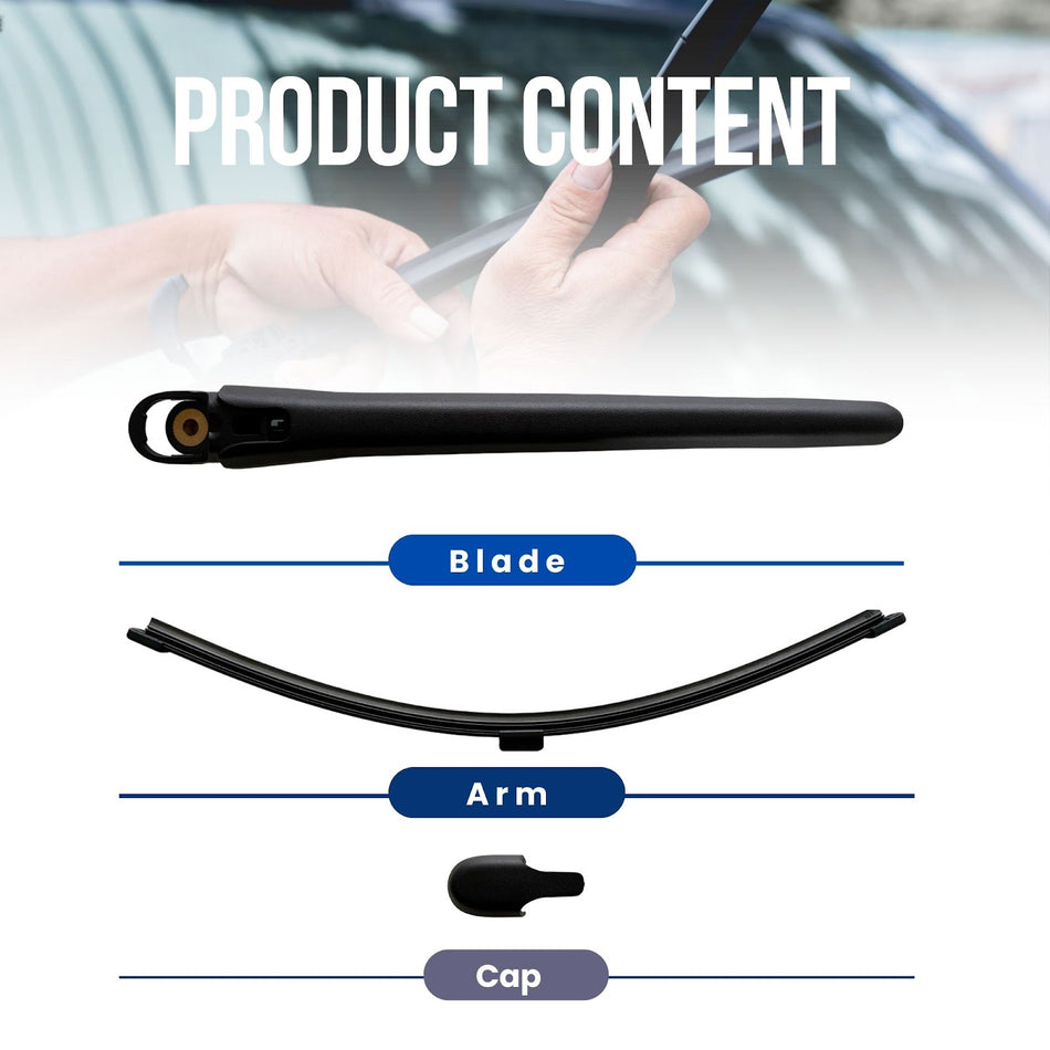 MAXTEL Rear Wiper Blade & Arm compatible with Mercedes-Benz GLA H247 2021-2023, Size 14.37 in (365 mm), Black, Quick-Clip, 1-Year Manufacturer Warranty