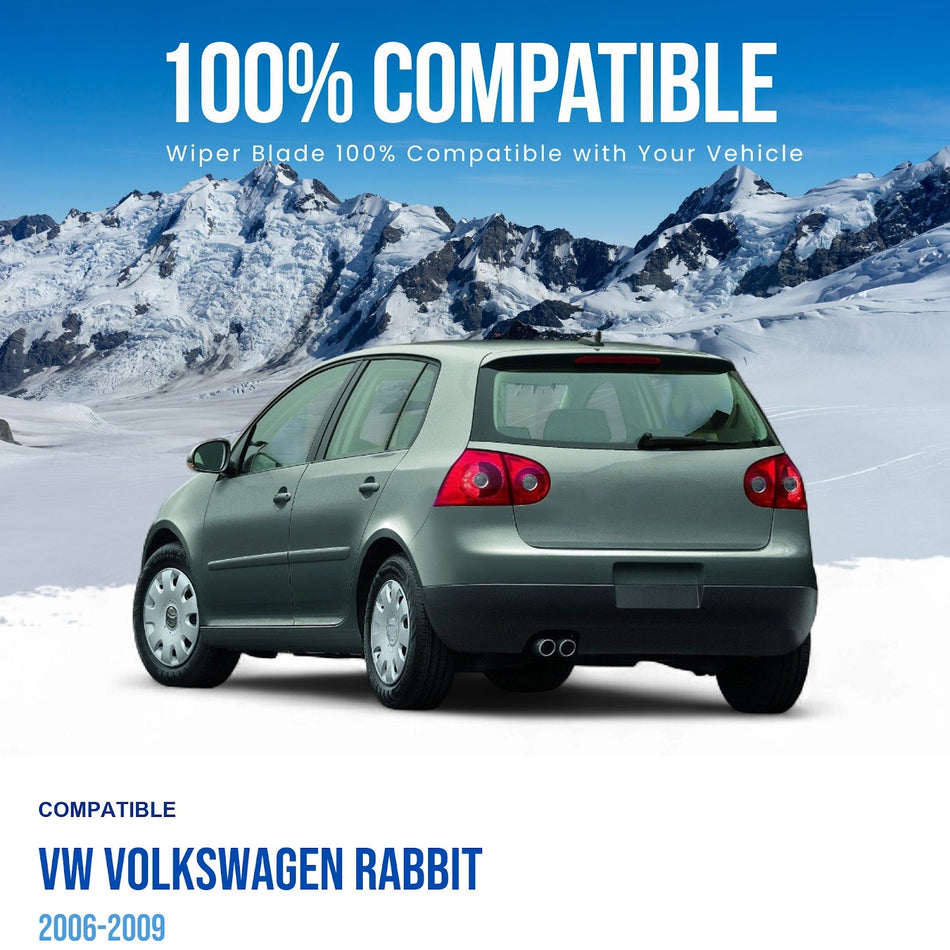 Silbak Rear Wiper Blade Set, Compatible with VW Volkswagen Rabbit 2006-2009, 14"/14" (350mm/350mm) (OEM: 6Q6955425A)