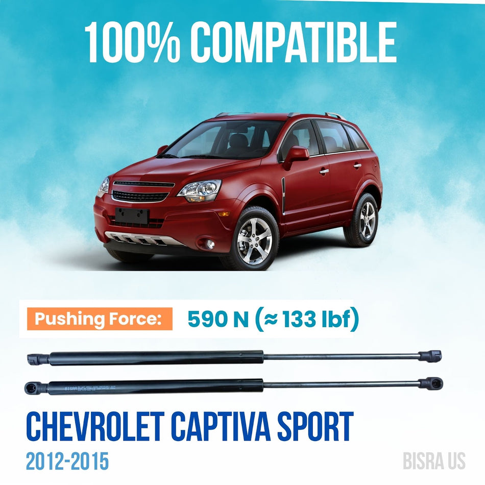BISRA Trunk Gas Strut, Compatible with Chevrolet Captiva Sport 2012-2015, 590N Lift Support (OEM: 20913311, 95047796, 95326922, 95326923, 95494360, 96830123, 96984466)