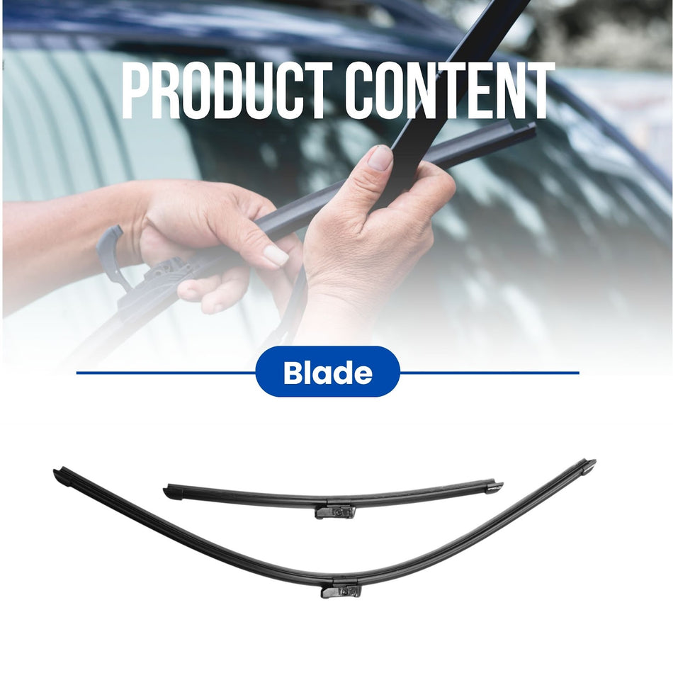 Silbak Wiper Blade compatible with Audi Q4 e-tron 2022-2026 Front Set of Two, Muson Pro Premium Flat, Driver Side 28 in (700 mm), Passenger Side 18 in (450 mm) 89A998002
