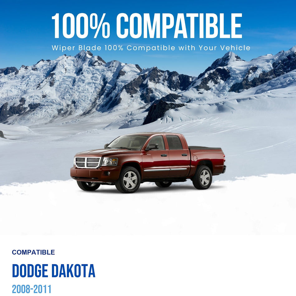 MAXTEL Front Wiper Blade Set, Compatible with Dodge Dakota 2008-2011, Driver Side 21" (530mm), Passenger Side 20" (500mm)