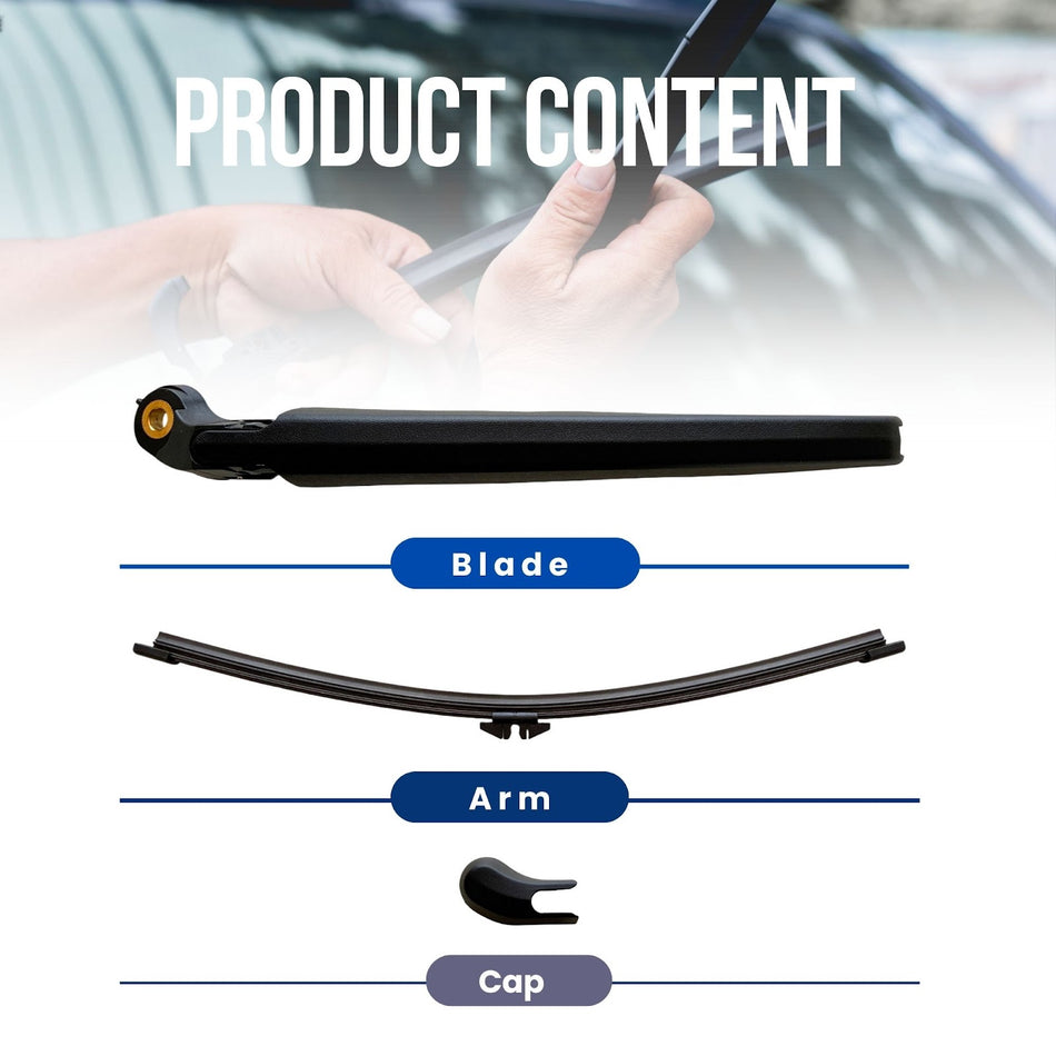 MAXTEL Rear Wiper Blade & Arm, Compatible with BMW X3 F25 2011-2017, Size 13 in (330 mm), Black, 1-Year Manufacturer Warranty