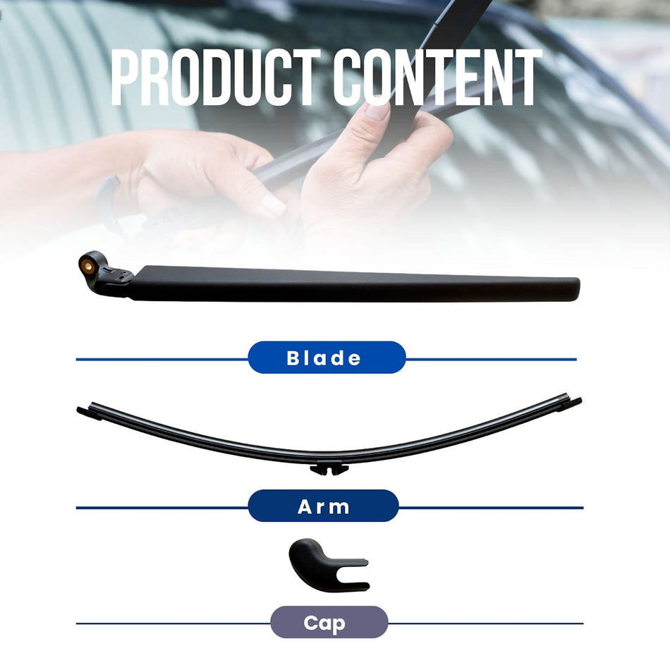 MAXTEL Rear Wiper Blade & Arm compatible with BMW X7 2019-2022, SIZE 15.35 in (390 mm) Black, 100% Compatible, 1-Year Manufacturer Warranty