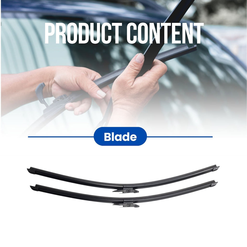 Silbak Muson Pro Flat Front Windshield Wiper Blade Set Compatible with Ford Mustang Coupe 2015-2023 Driver Side 22 in 55 cm 550 mm Passenger Side 21 in 53 cm 530 mm FR3B17B437AA