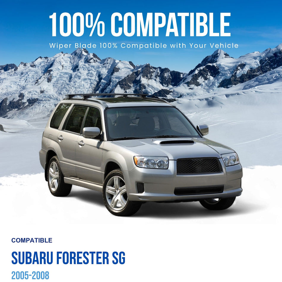 Silbak Front & Rear Wiper Blade Set, Compatible with Subaru Forester SG 2005-2008, Driver Side 22" (550mm), Passenger Side 19" (480mm), Rear 15" (380mm)