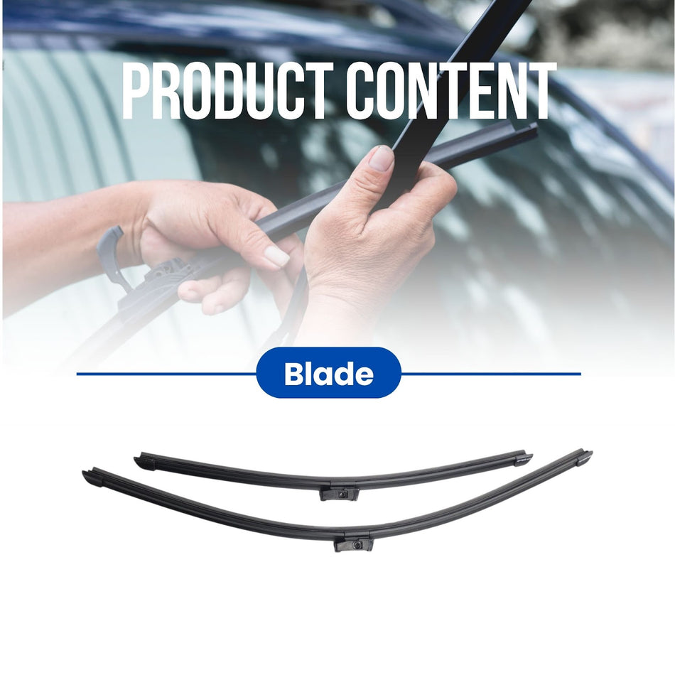 Silbak Muson Pro Premium Flat Wiper Blades Compatible with Chevrolet Trailblazer 2024-2028 Front 2-Piece Set Driver Side 24 in (600 mm) Passenger Side 18 in (450 mm) 100% Compatible