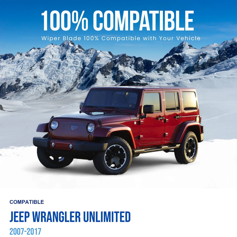 Silbak Front Wiper Blade Set, Compatible with Jeep Wrangler Unlimited 2007-2017, Driver Side 15" (380mm), Passenger Side 15" (380mm)