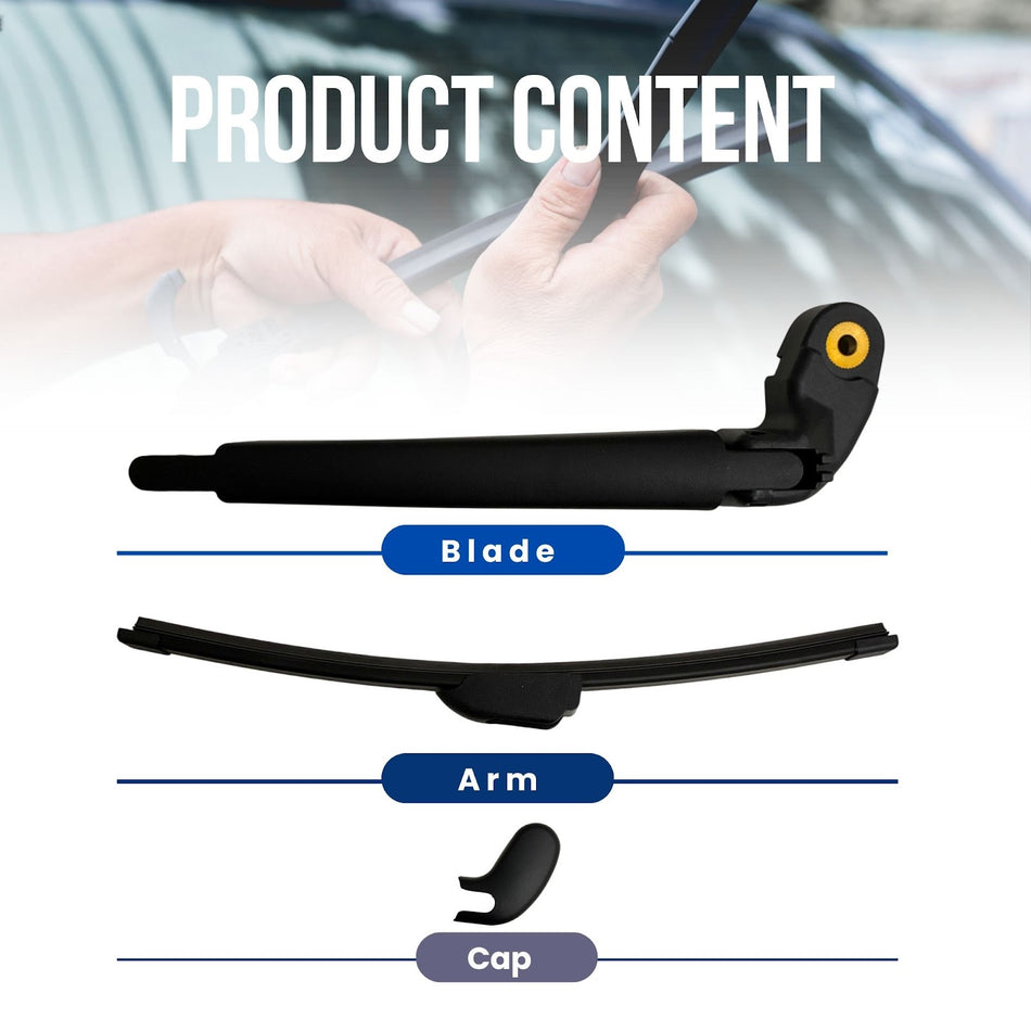 MAXTEL Rear Wiper Blade & Arm compatible with Jaguar F-Pace 2016-2023, Size 11.81 in (300mm), 100% Compatible, Pre-mounted "Quick-Clip" Adaptor, 1-Year Manufacturer Warranty