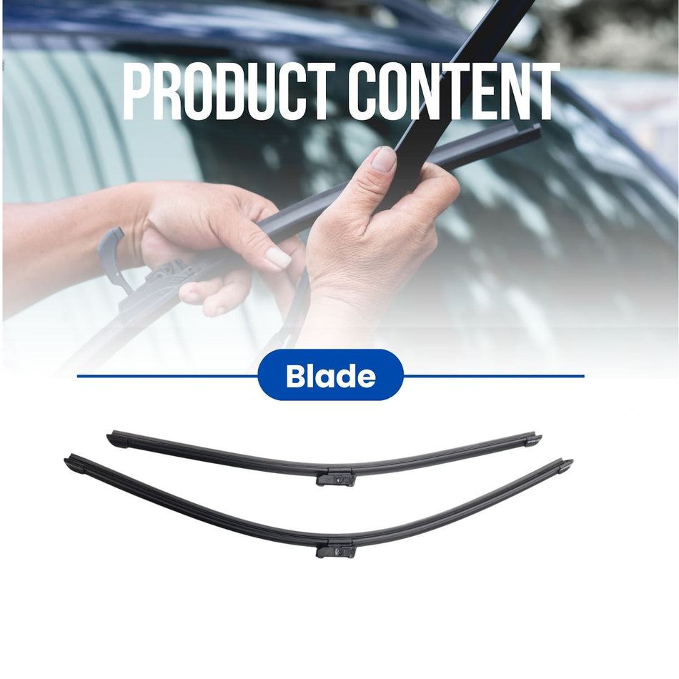 Silbak Wiper Blade 2-Piece Set compatible with Audi S6 Sedan 2020-2025 Front Driver Side 25 in (630 mm) Passenger Side 20 in (500 mm) Flat Wiper Blades 4K1998002D