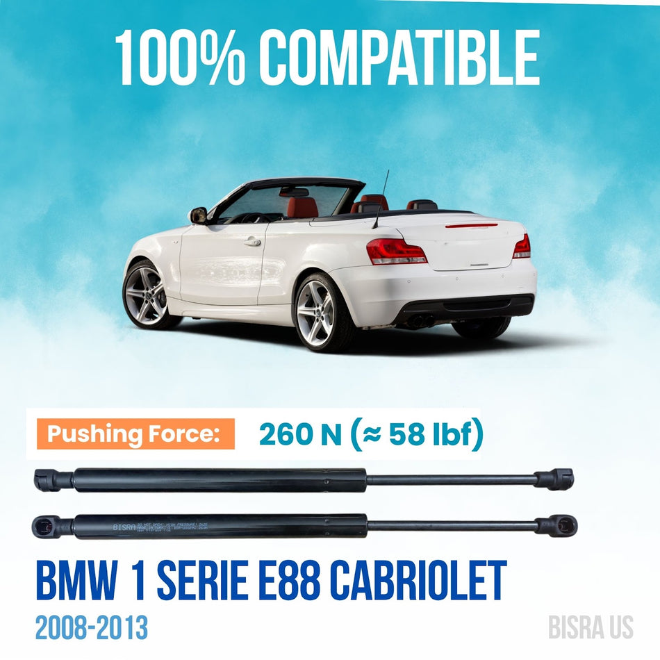 BISRA Trunk Gas Strut, Compatible with BMW 1 Series E88 Cabriolet 2008-2013, 260N Lift Support (OEM: 41627166758)