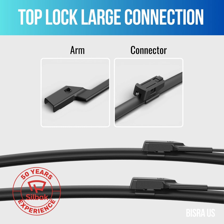 Silbak Front & Rear Wiper Blade Set, Compatible with Ford Expedition 2025-2029, Driver Side 22" (550mm), Passenger Side 22" (550mm), Rear 11" (280mm)