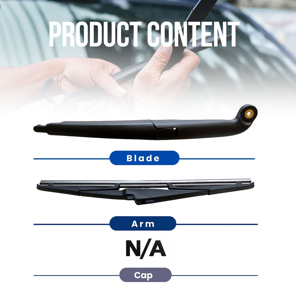 MAXTEL Rear Wiper Blade & Arm, Compatible with Kia Sportage 2022-2025, Size 310mm (12.20in), Black 2-Piece, 1-Year Manufacturer Warranty