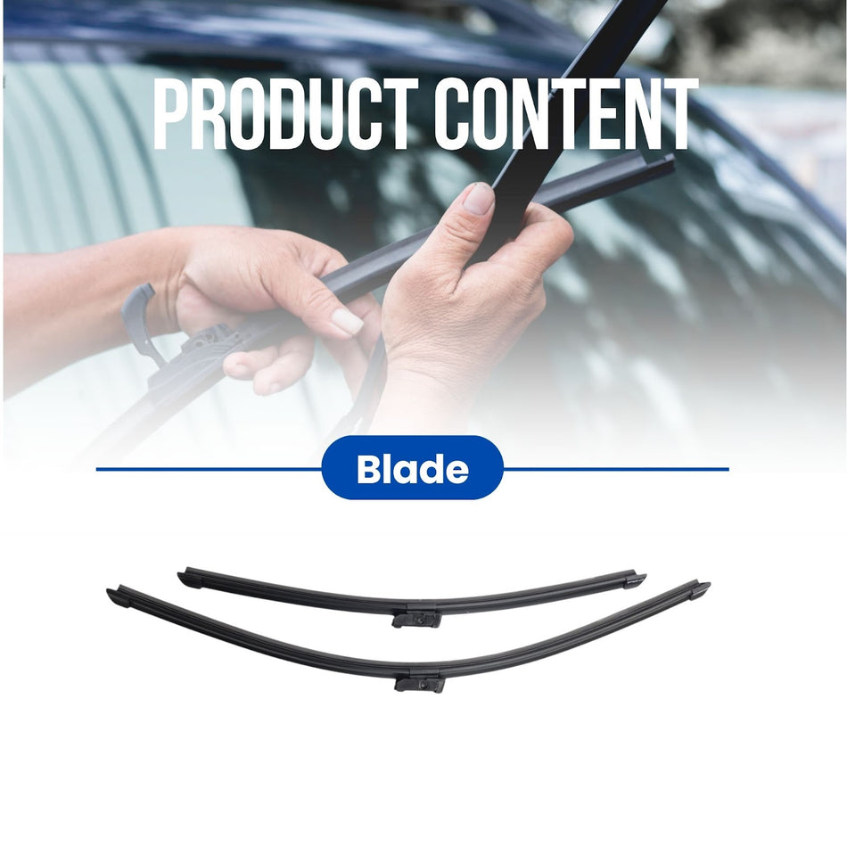 Silbak Wiper Blade compatible with BMW X2 Series U10 2024-2028 Front Set of Two, Driver Side 24 in (600 mm), Passenger Side 18 in (450 mm), Vehicle-Specific Clips 61615A9DCE3